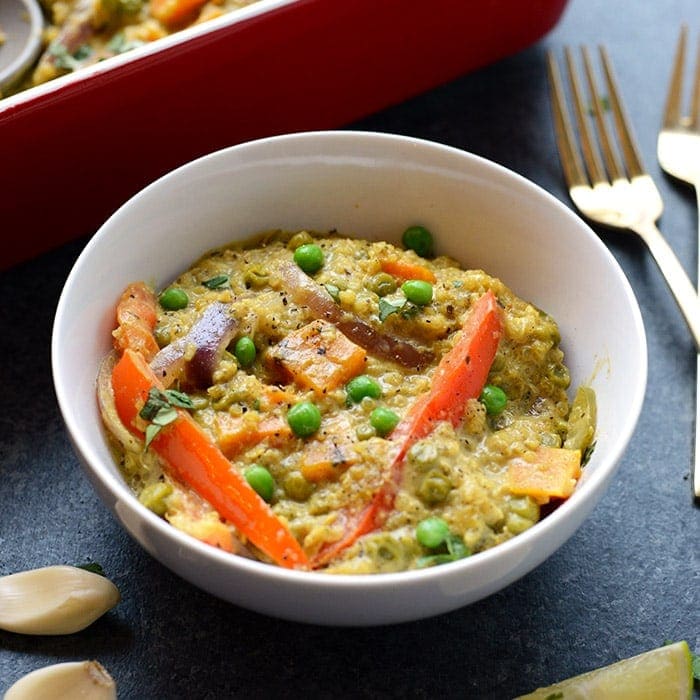 Easy Vegetarian Sweet Potato Green Curry Quinoa Casserole